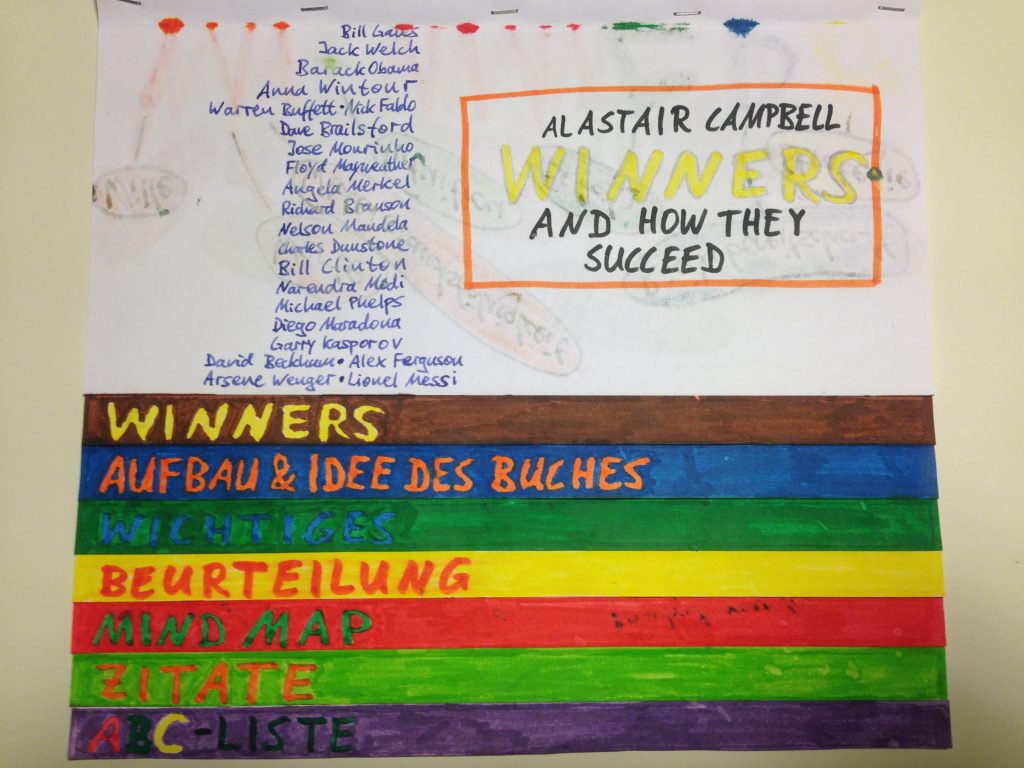 Abbildung eines Memoflips zum Buch "Winners: And How They Succeed" von Alastair Campbell